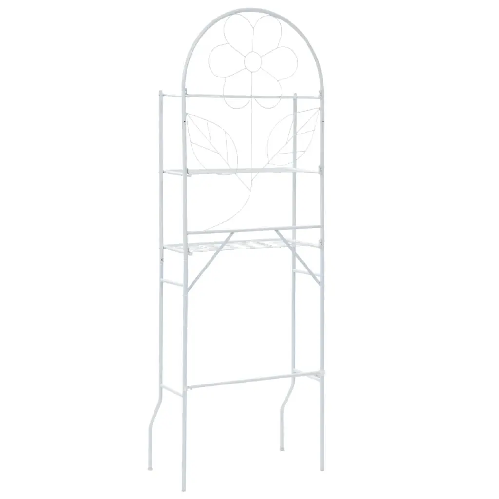 Toilet Rack Steel 60 x 33 x 174 cm White Bathroom Storage Organizer Towel Holder Over Tank Stand