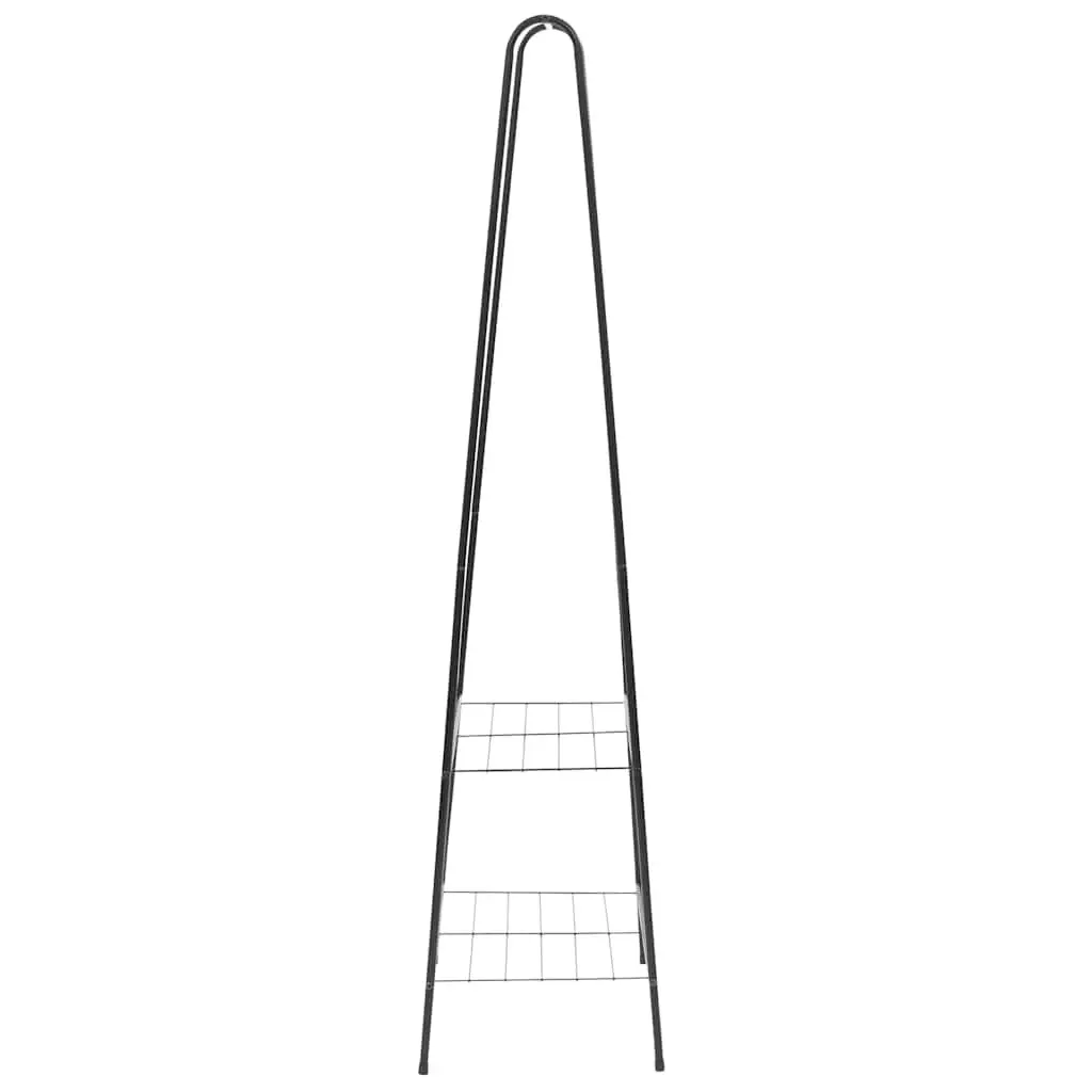 Black Garment Stand with 2 Storage Shelves
