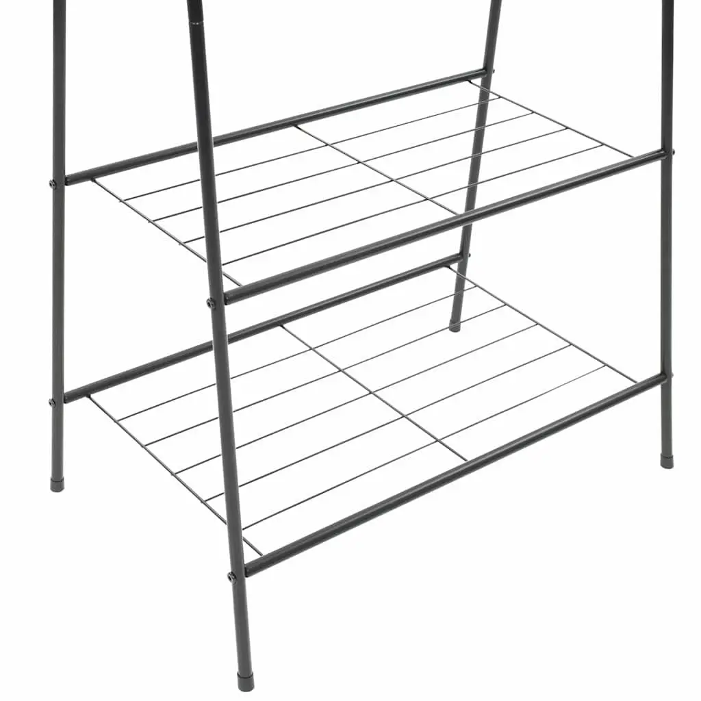 Black Garment Stand with 2 Storage Shelves