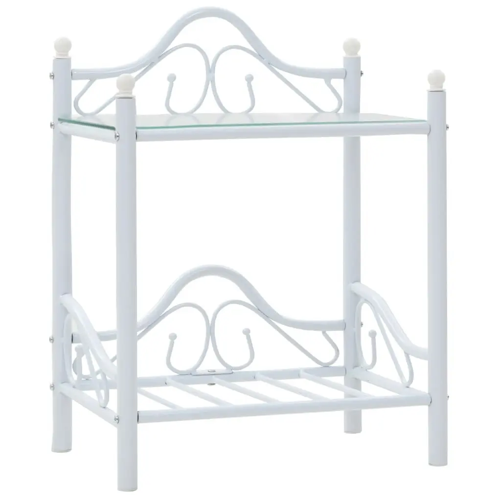 Bedside Tables Steel Tempered Glass 45x30.5x60 cm White 2 Piece Set