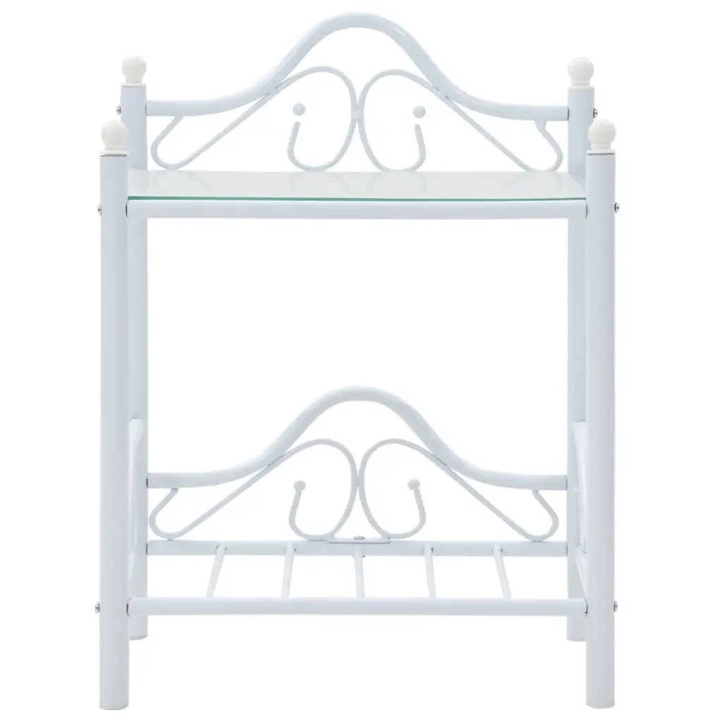 Bedside Tables Steel Tempered Glass 45x30.5x60 cm White 2 Piece Set