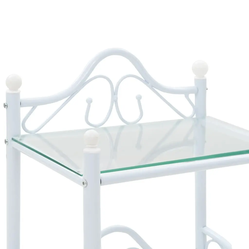 Bedside Tables Steel Tempered Glass 45x30.5x60 cm White 2 Piece Set