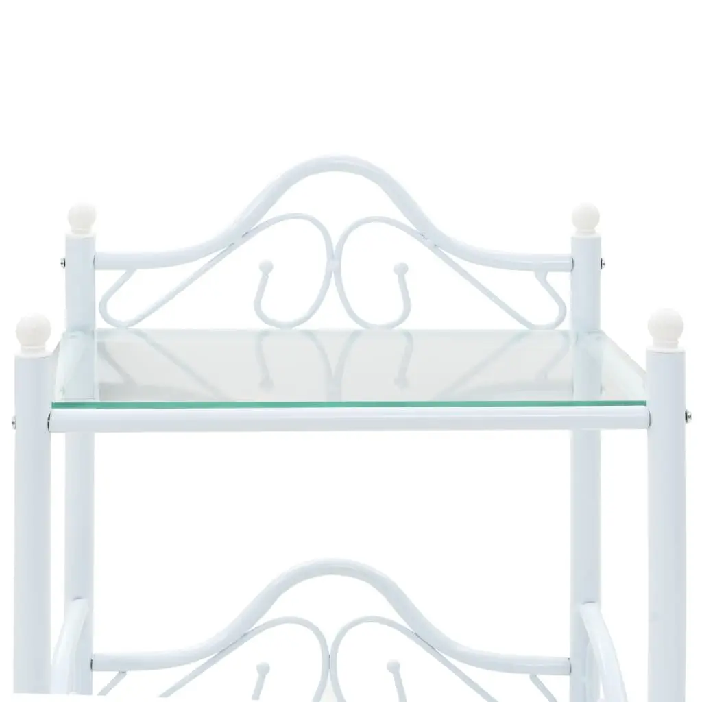 Bedside Tables Steel Tempered Glass 45x30.5x60 cm White 2 Piece Set