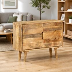 Handcrafted Solid Mango Wood Vintage Sideboard