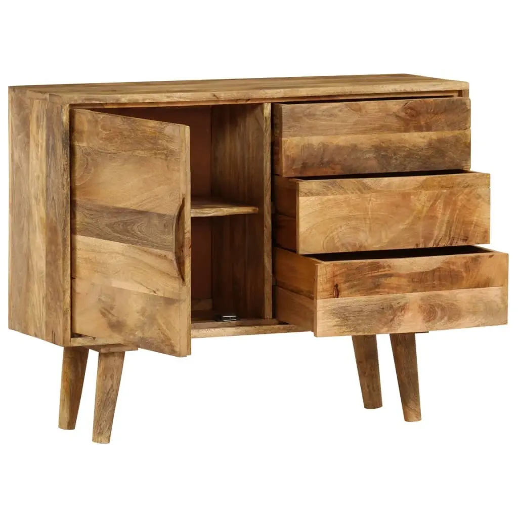 Sideboard Solid Mango Wood Brown Storage Cabinet Vintage Furniture 90x30x69cm