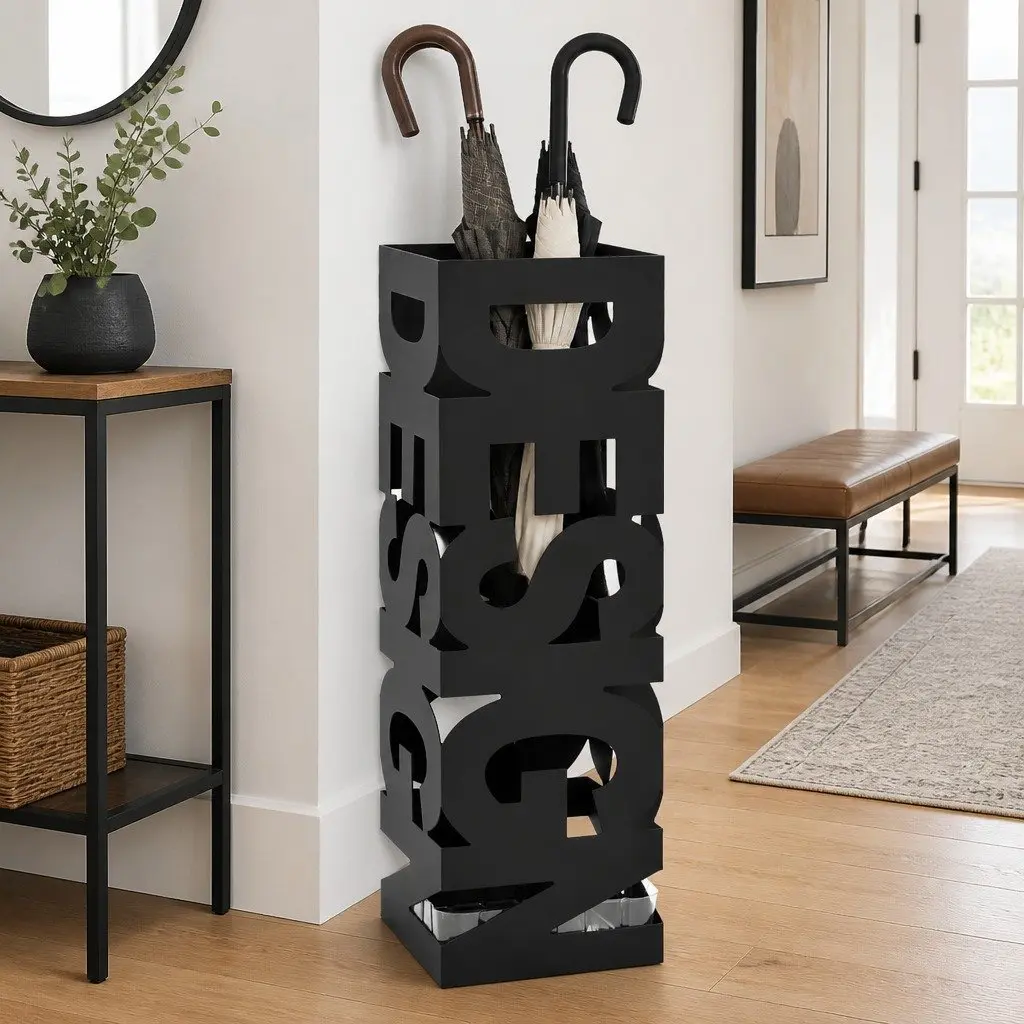 Umbrella Stand Steel Black