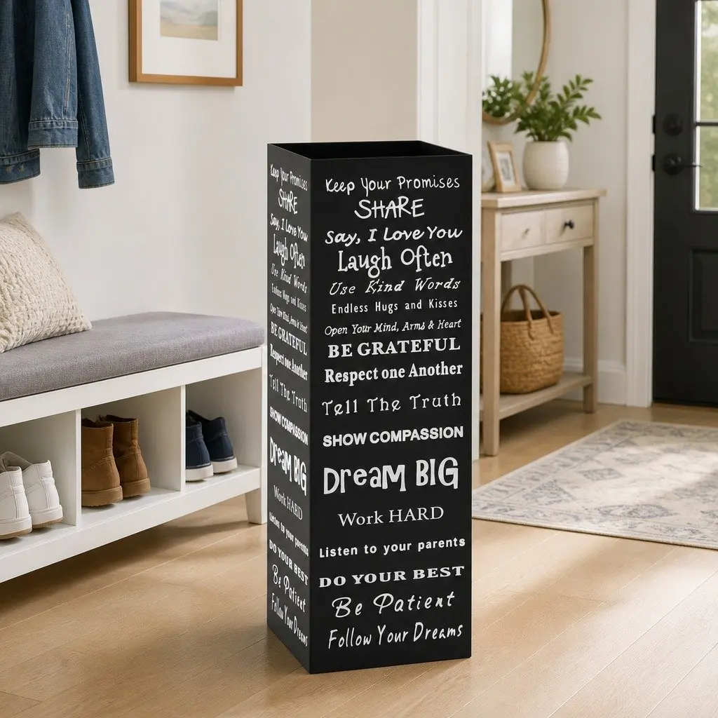 Black Steel Umbrella Stand for Entryways