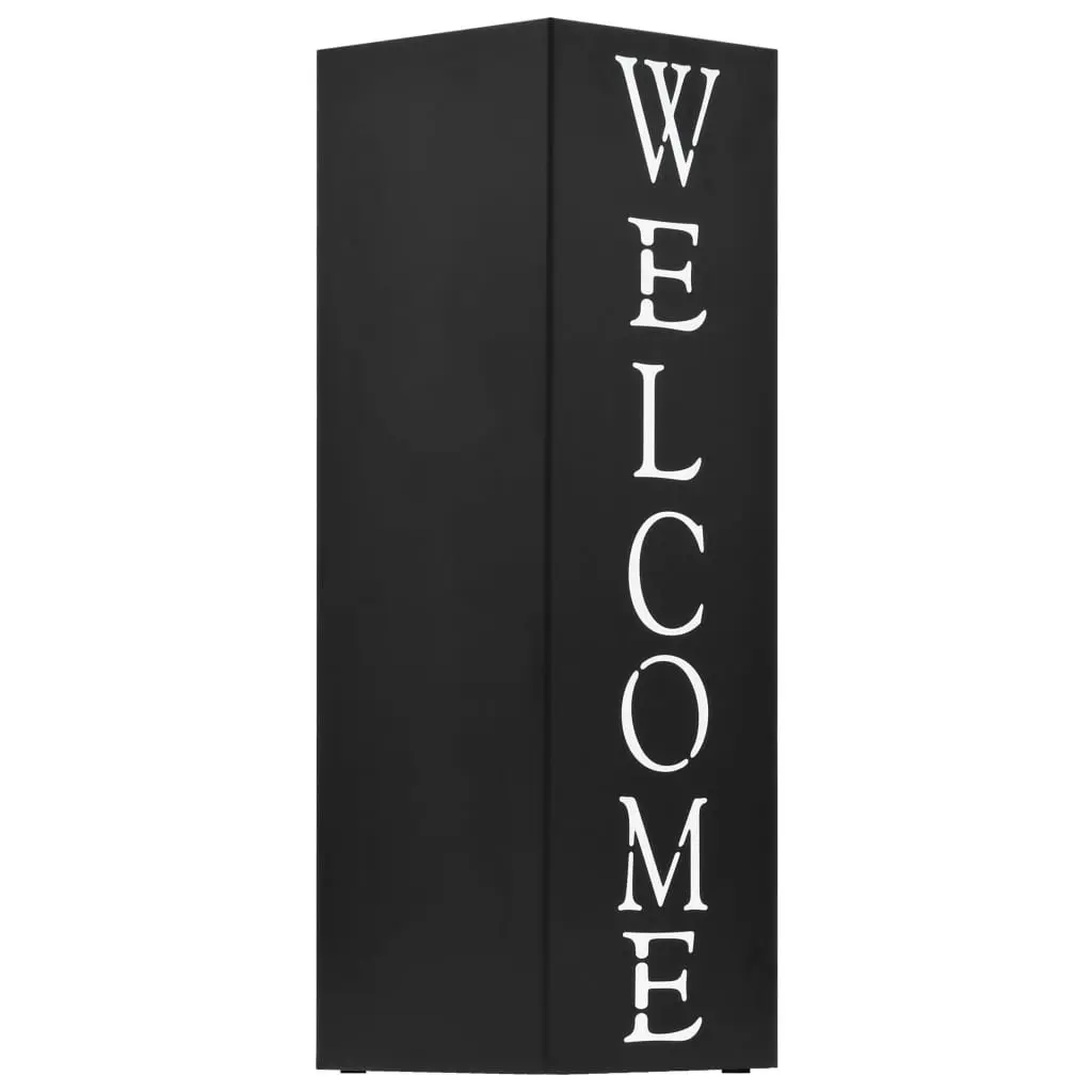 Black Steel Umbrella Stand with Drip Tray