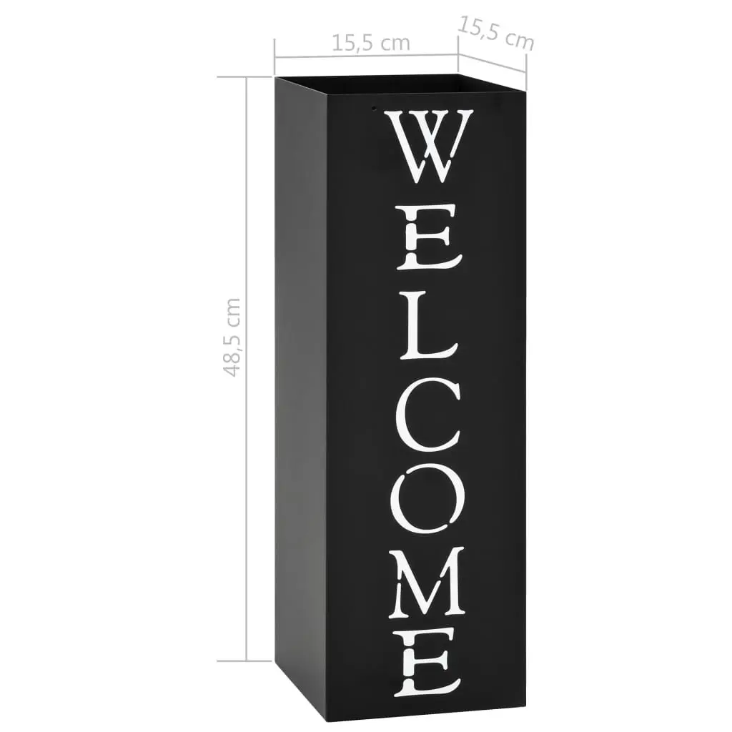 Black Steel Umbrella Stand with Drip Tray