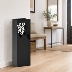 Durable Black Steel Umbrella Stand with Removable Tray