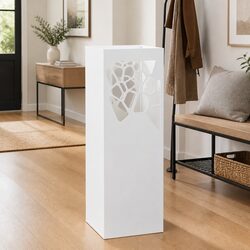 Durable White Steel Umbrella Stand with Drip Tray