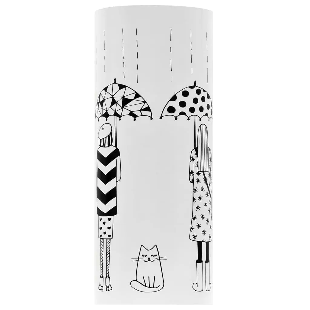 White Steel Umbrella Stand with Drip Tray