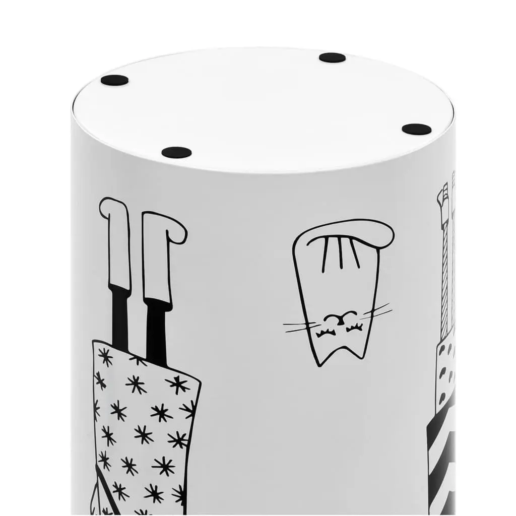 White Steel Umbrella Stand with Drip Tray