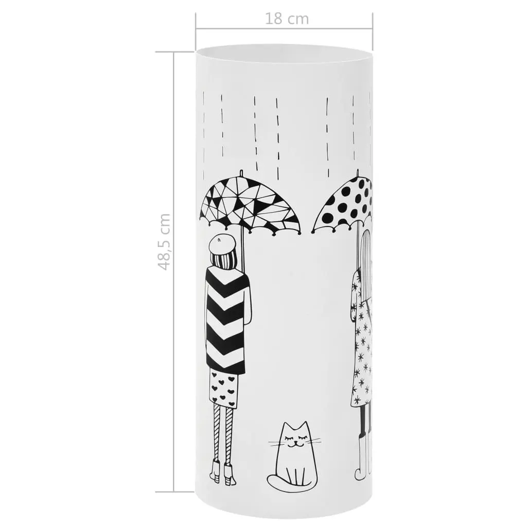 White Steel Umbrella Stand with Drip Tray