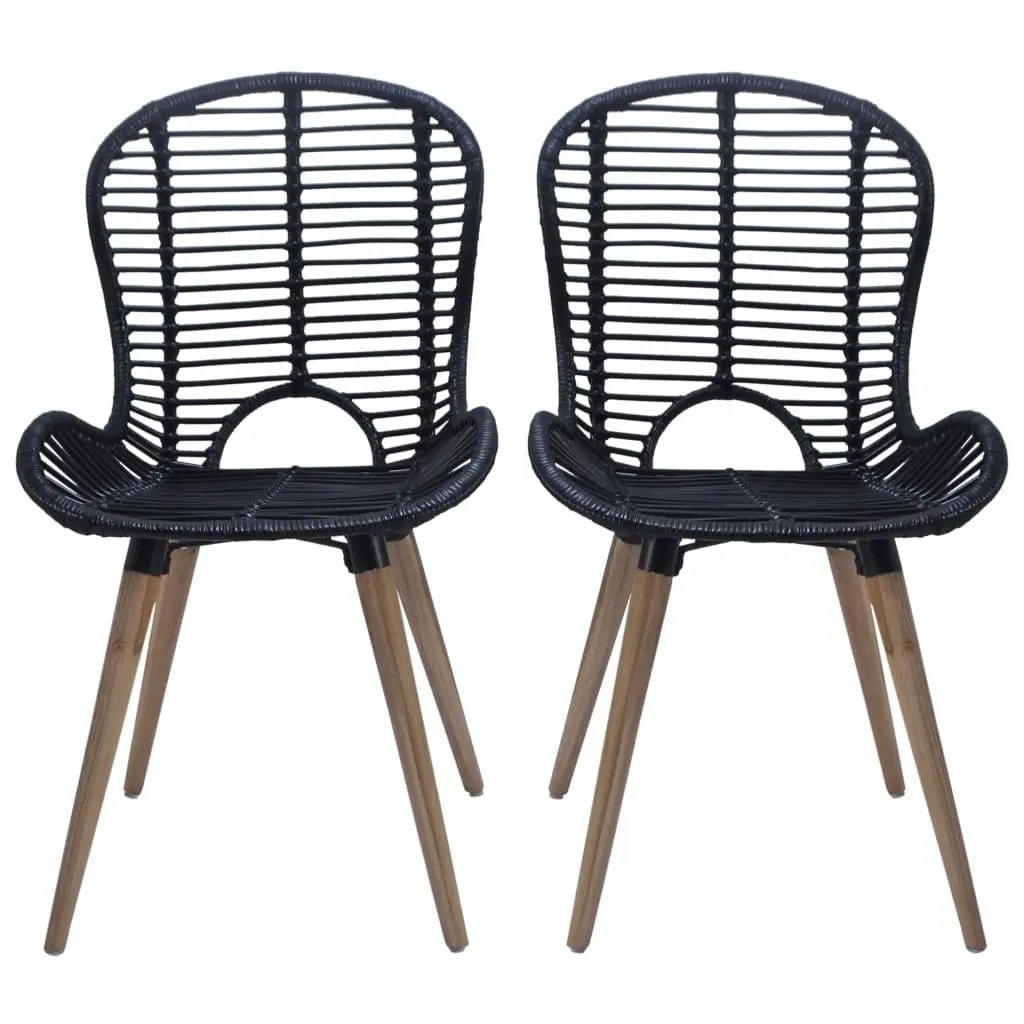 Natural Rattan Dining Chairs Set of 2