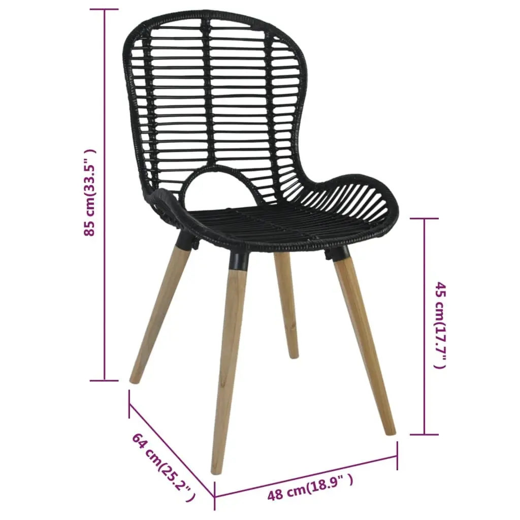Natural Rattan Dining Chairs Set of 2