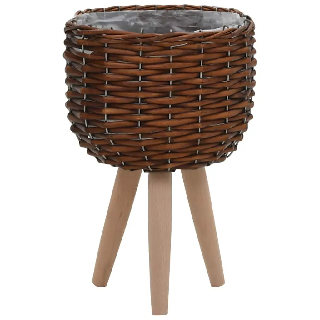 Wicker Planter Set 3 pcs Brown Rattan Garden Potting Pots Rustic Home Decor