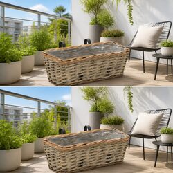 Durable Wicker Balcony Planter Set with PE Lining 40cm