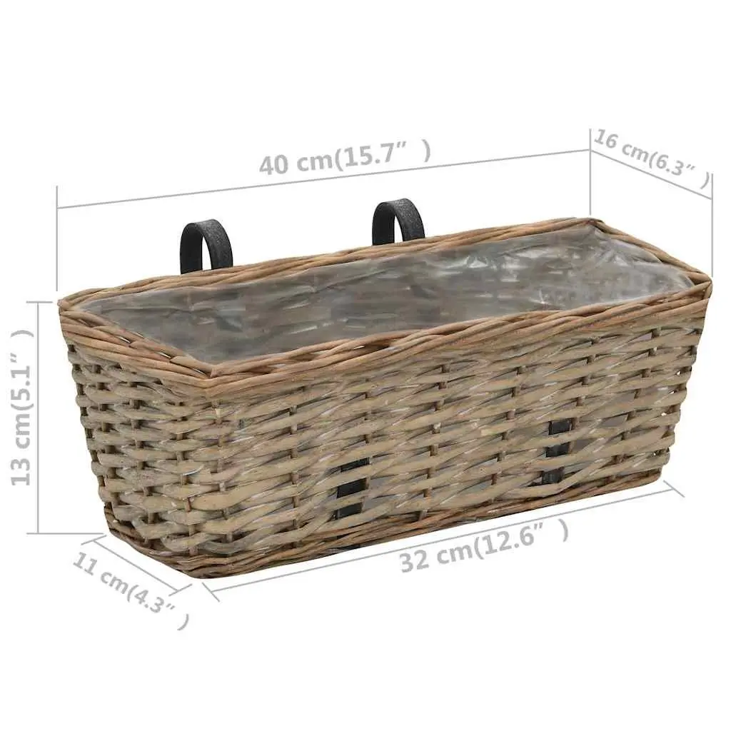 Wicker Balcony Planter Set with PE Lining 40cm