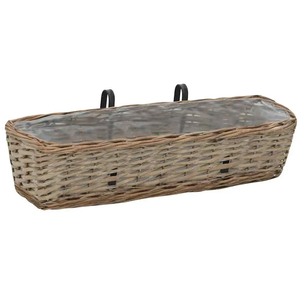 Wicker Planter PE Lining 60 cm Brown Hanging 2 Piece