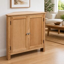 Sturdy Brown Wooden Corner Cabinet 80x33.5x78 cm