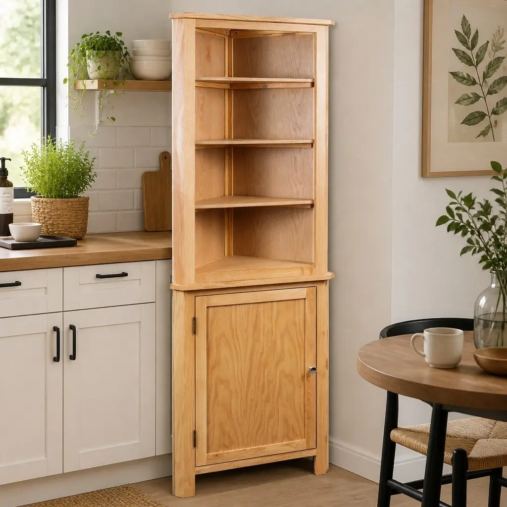 Brown Corner Cabinet 59x36x180 cm for Storage
