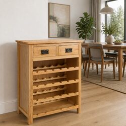 Elegant Solid Oak Wine Cabinet for Home Bar Storage
