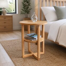 Solid Oak Wood Side Table 40x50 cm for Home Use