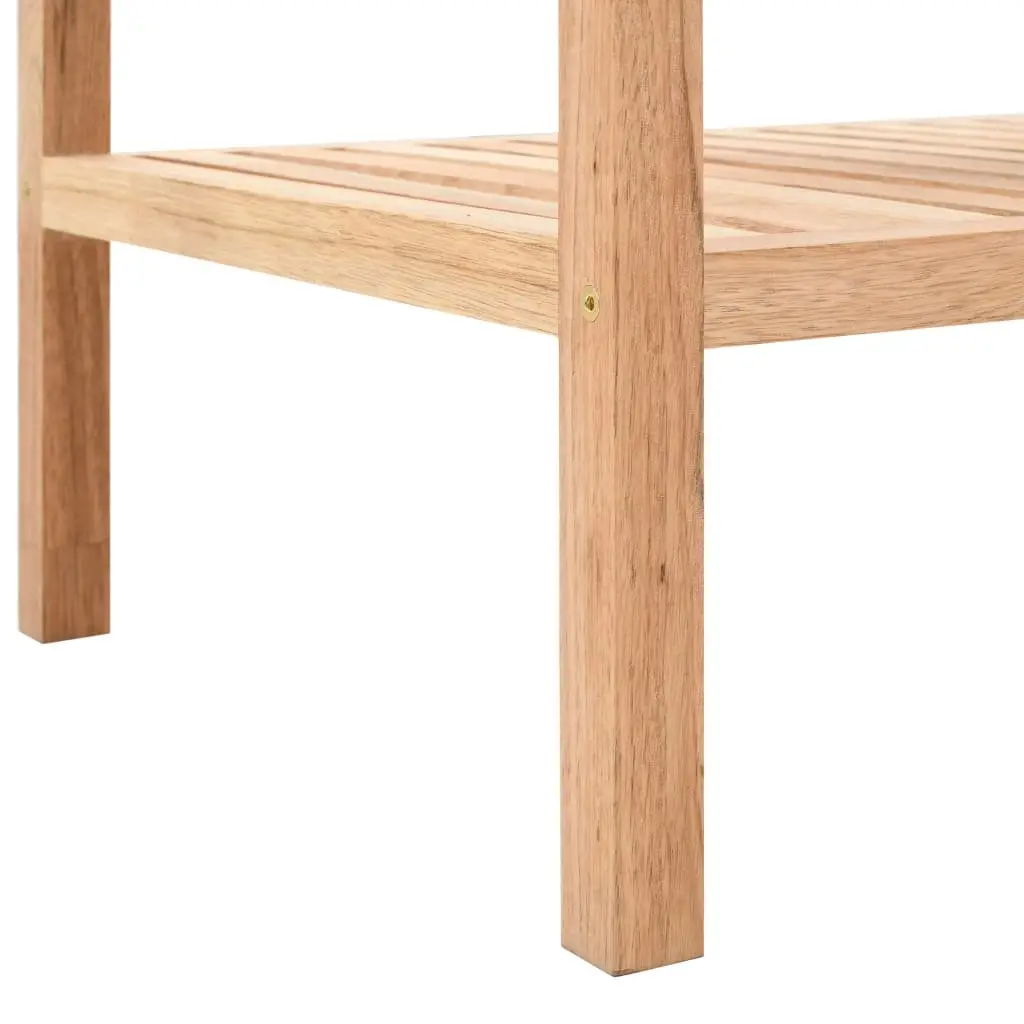 Bathroom Shelf Solid Walnut Wood 100x40x65cm Beige 3-Tier Storage Rack