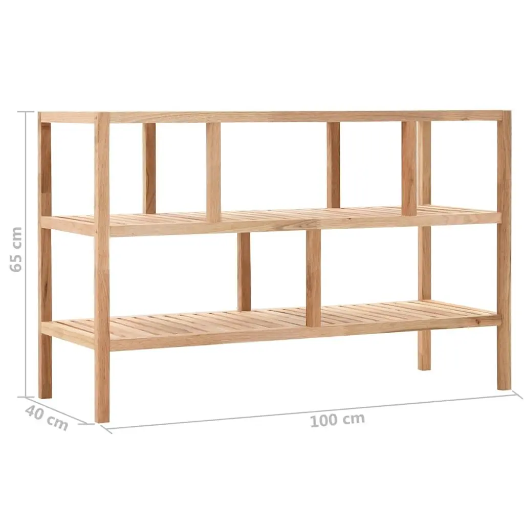 Bathroom Shelf Solid Walnut Wood 100x40x65cm Beige 3-Tier Storage Rack