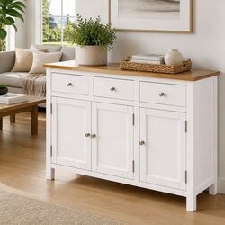 Sturdy Brown Solid Oak Wood Sideboard 110x33.5x70 cm