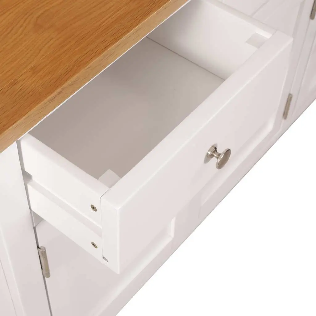 Brown Solid Oak Wood Sideboard 110x33.5x70 cm