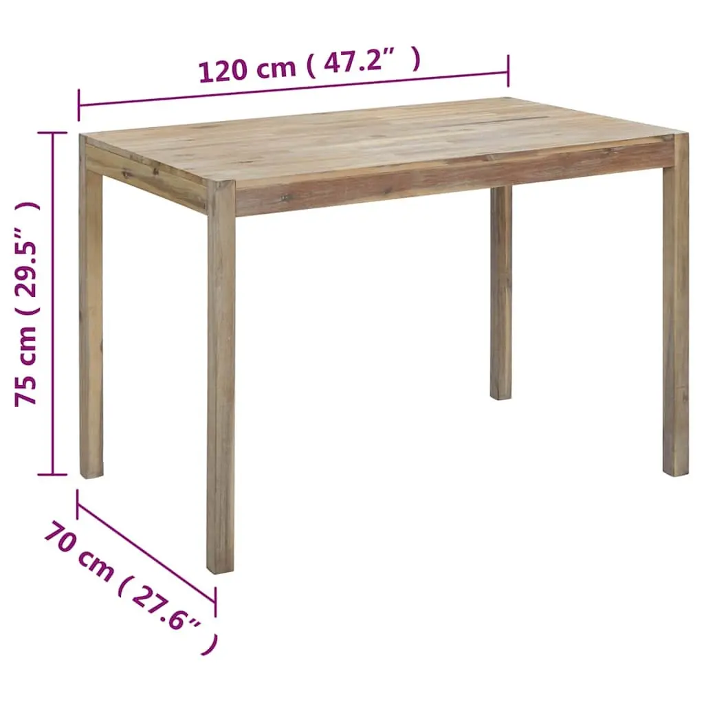 Dining Table Solid Acacia Wood 120x70x75cm Brown