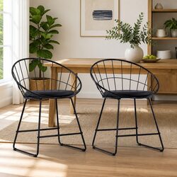 Set of 2 Elegant Dining Chairs with Steel Frame