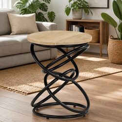 Antique-Style End Table with Solid Mango Wood Top