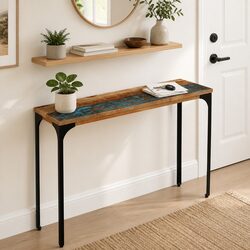 Sturdy Reclaimed Wood Console Table 120x35x76cm for Living Room