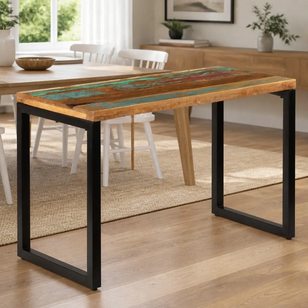 Dining Table with Solid Reclaimed Wood and Steel Frame
