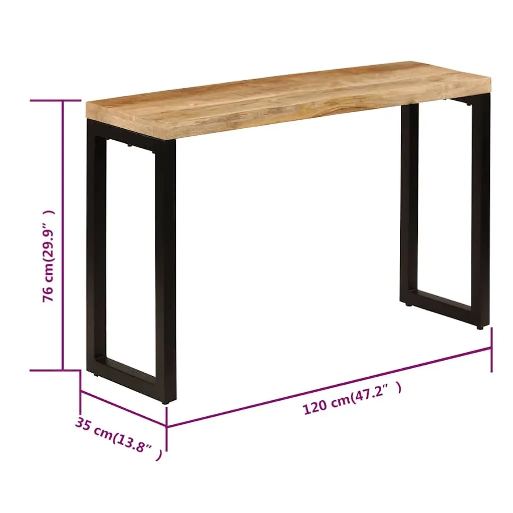 Solid Wood Mango Console Table with Steel Frame