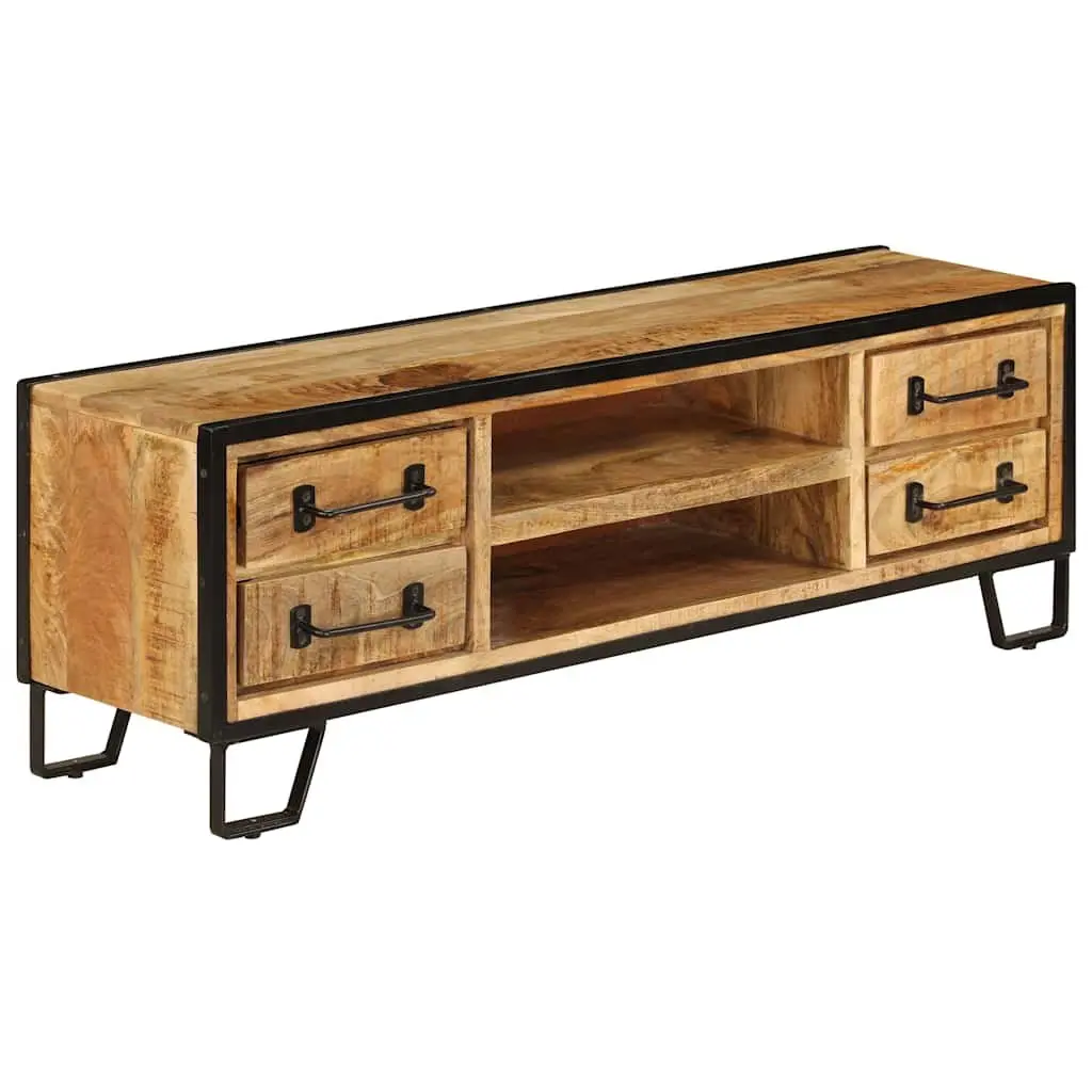 Solid Mango Wood TV Cabinet with Drawers 120x30x40cm