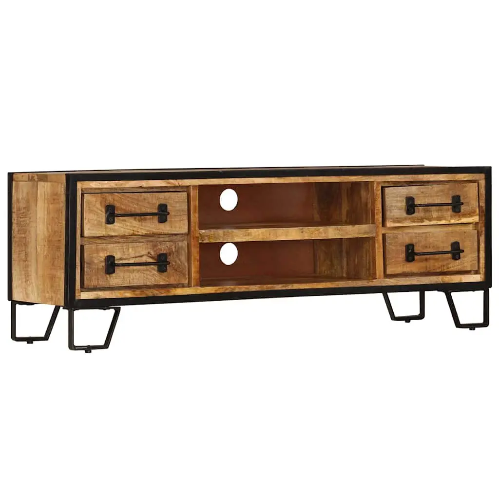 Solid Mango Wood TV Cabinet with Drawers 120x30x40cm