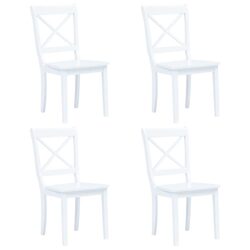 Set of 4 White Ergonomic Dining Chairs for Kitchen
