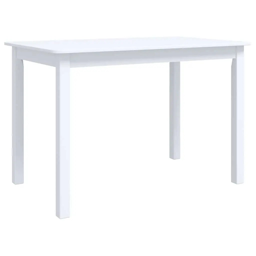 Solid Rubber Wood Dining Table in White 114x71x75 cm