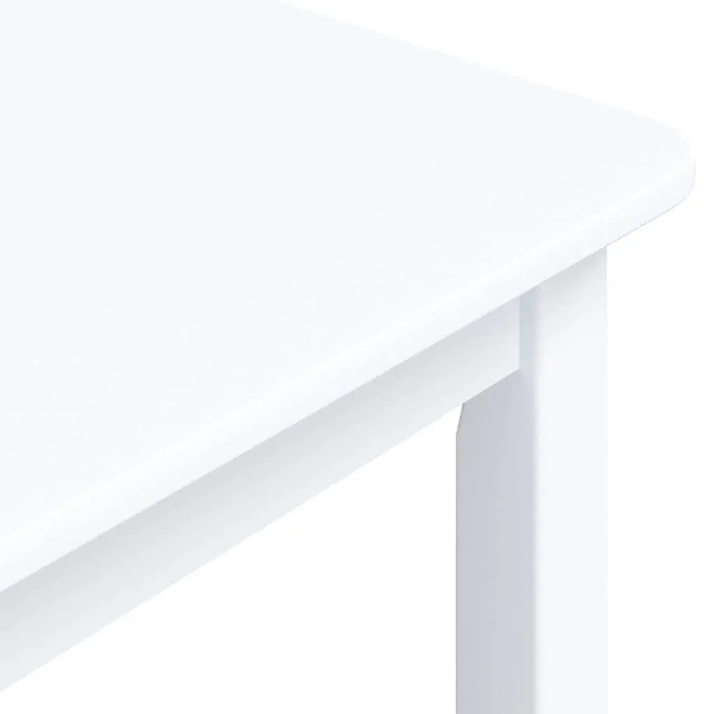 Solid Rubber Wood Dining Table in White 114x71x75 cm