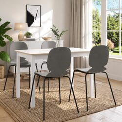 Solid Rubber Wood Dining Table in White and Brown