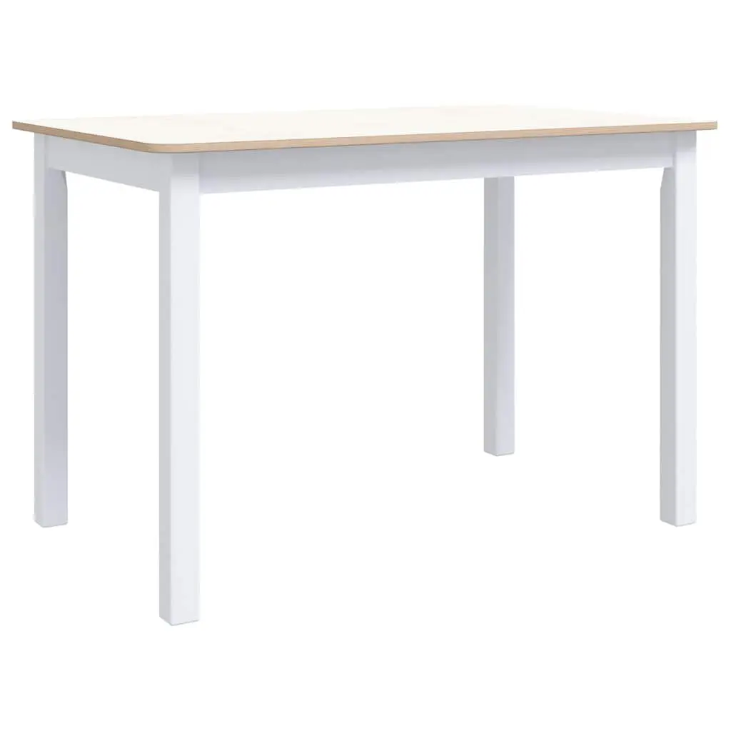 Solid Rubber Wood Dining Table in White and Brown