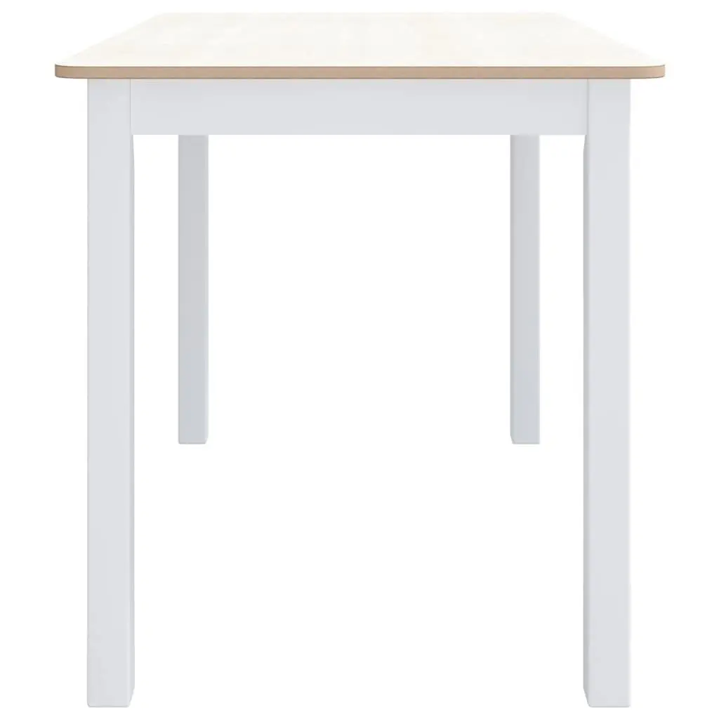 Solid Rubber Wood Dining Table in White and Brown