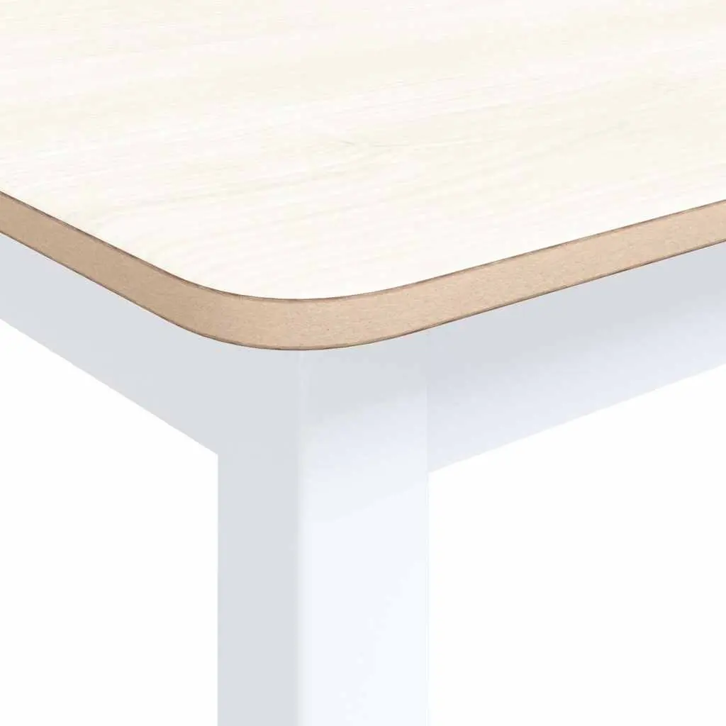 Solid Rubber Wood Dining Table in White and Brown