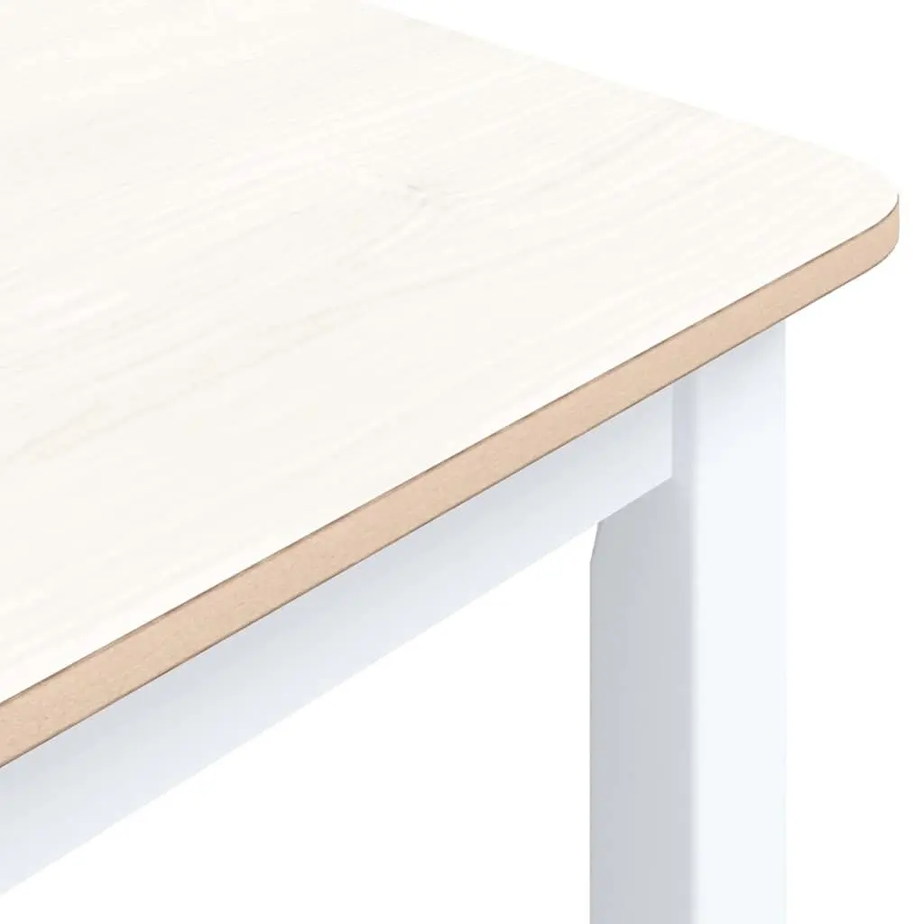 Solid Rubber Wood Dining Table in White and Brown