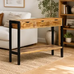 Durable Sideboard with 3 Drawers 110x35x75 cm Mango Wood