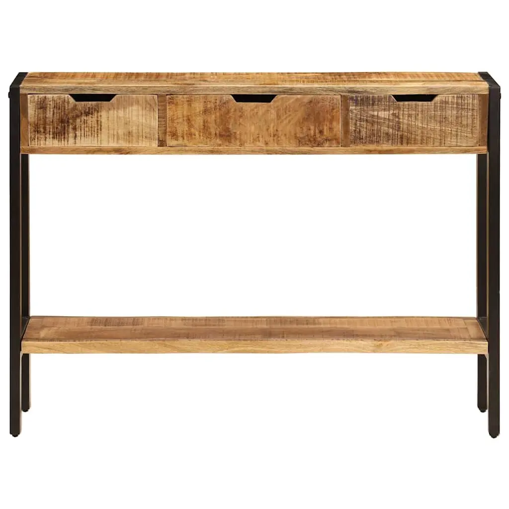Sideboard Solid Mango Wood 110x35x75 cm Brown Vintage Style Storage Cabinet with 3 Drawers and Shelf